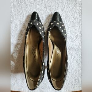 LifeStride Black Polka Dot Pointed Toe Heels Comfort Pumps